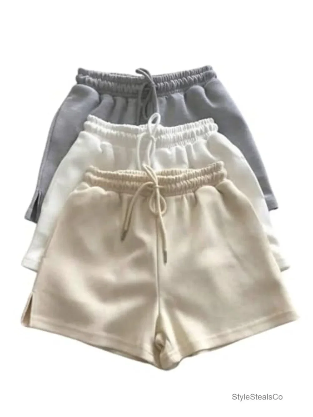 3 Pack Sweat Shorts Drawstring Elastic Waist High Rise Athletic Mini Shorts